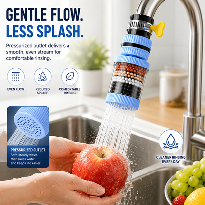 💧 360° Rotating Faucet Water Filter – 6-Layer Kitchen Tap Attachment