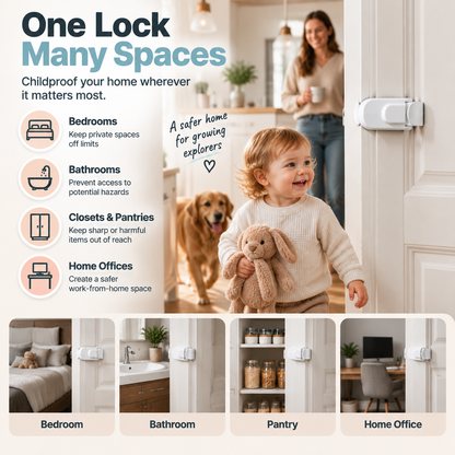 👶 TODDLER DOOR SAFETY LOCK | High-Mount Child Lock for Interior Doors with Tool-Free Installation