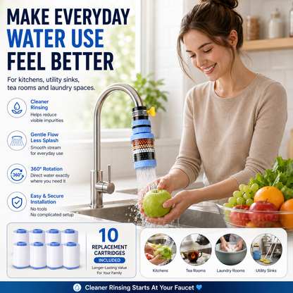 💧 360° Rotating Faucet Water Filter – 6-Layer Kitchen Tap Attachment