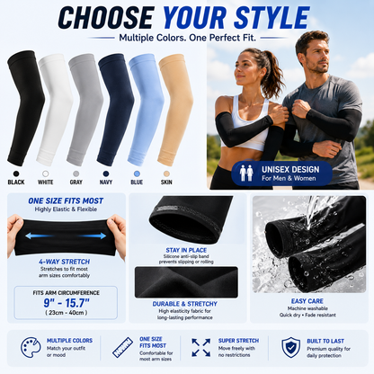 UPF 50+ Cooling Arm Sleeves | Sun Protection for Outdoor & Sports