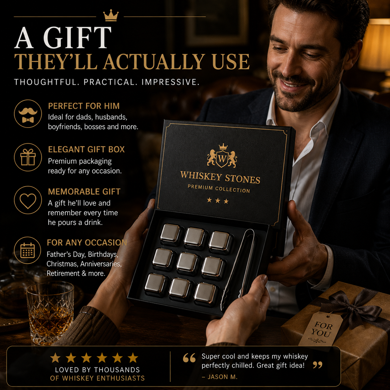 Stainless Steel Whiskey Stones – Chill Drinks Without Dilution 🥃