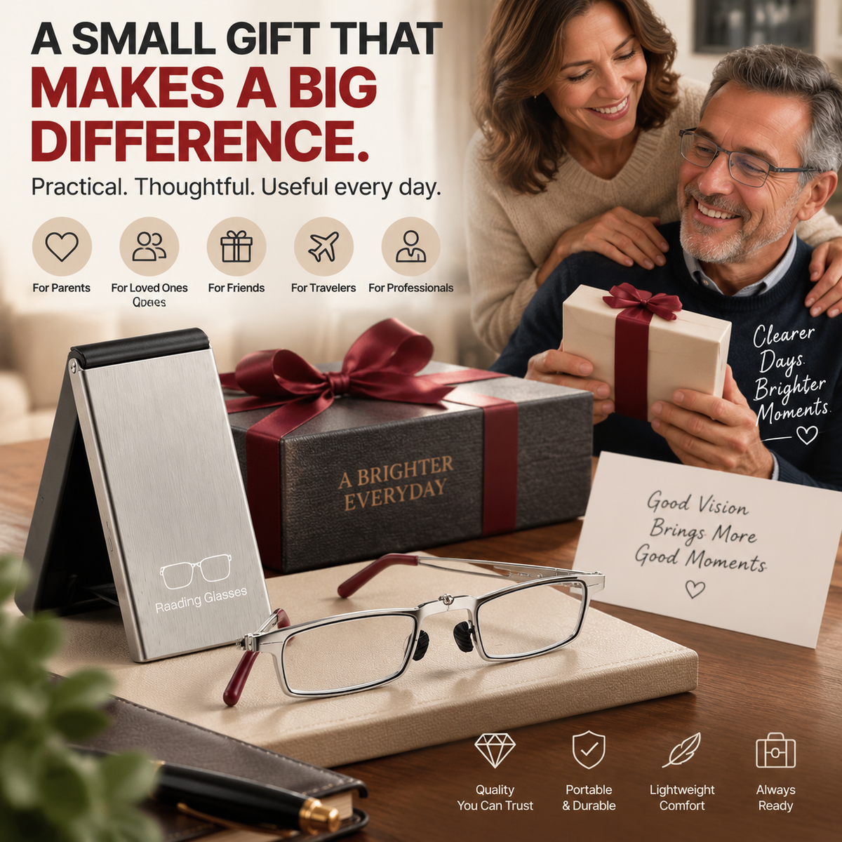 👓 HOT SALE | Folding Reading Glasses – Ultra-Slim Portable Readers with Protective Metal Case for Everyday & Travel