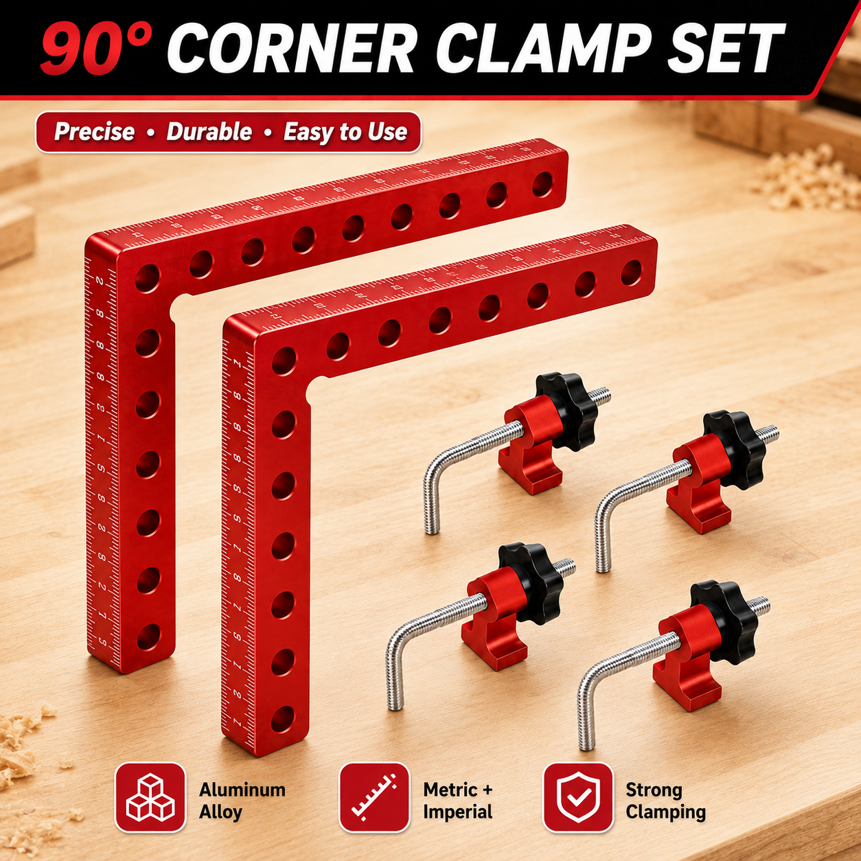 90° Corner Clamps Woodworking Set