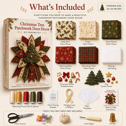 🎄 Oversized Christmas Quilted Door Hanger DIY Sewing Kit (23–25") 🪡