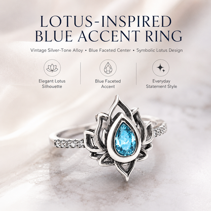 Vintage Lotus Blue Accent Ring