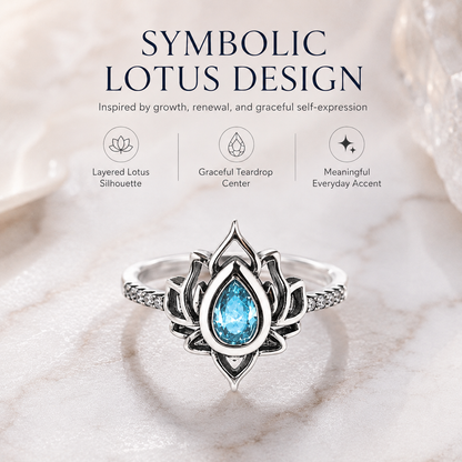 Vintage Lotus Blue Accent Ring