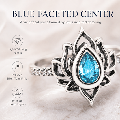 Vintage Lotus Blue Accent Ring