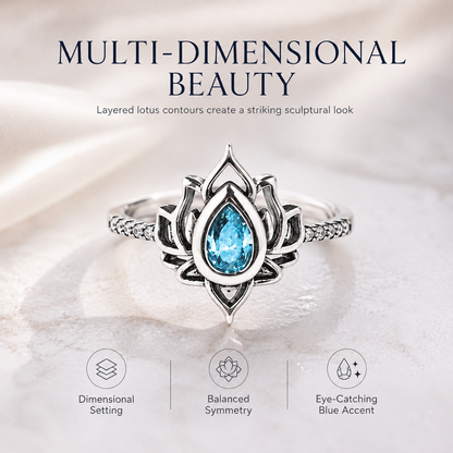 Vintage Lotus Blue Accent Ring