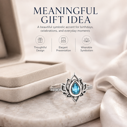 Vintage Lotus Blue Accent Ring