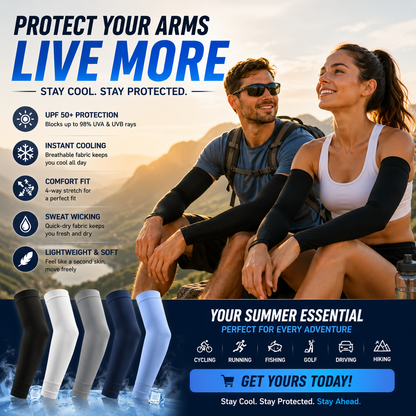 UPF 50+ Cooling Arm Sleeves | Sun Protection for Outdoor & Sports