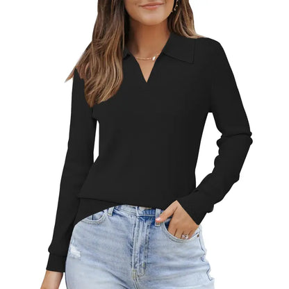 🌸 Women's Wool Blend Polo Sweater | Business Casual Spring Style – SummerVibes 2026