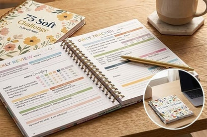 75-Day Soft Challenge Tracking Notebook – Daily Habit Tracker for Wellness, Mindset & Real Progress
