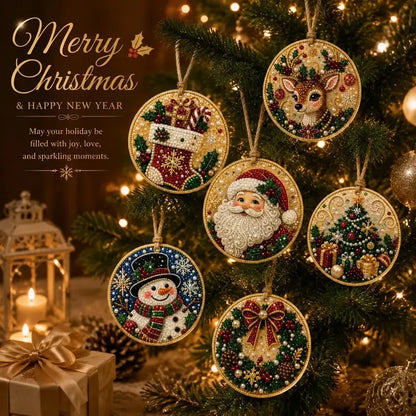 ⏳50% OFF – 🎄Beginner-Friendly Christmas Pearl & Gem Diamond Painting DIY Kit | 6 Festive Ornament Designs with Sparkling Pearls, Faceted Gems & 3D Layered Detail 💕