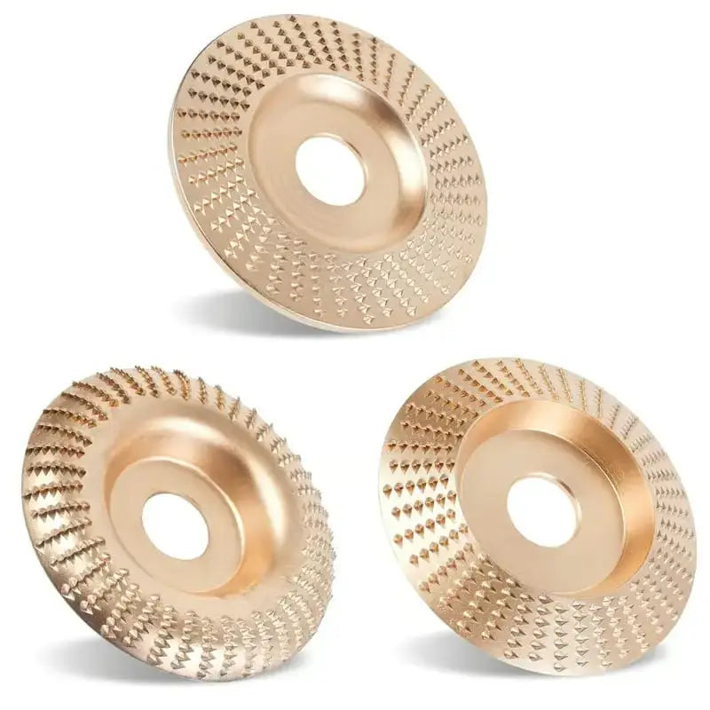 3-Piece Wood Carving Disc Set for Angle Grinder | Flat, Curved & Beveled | Carbon Steel