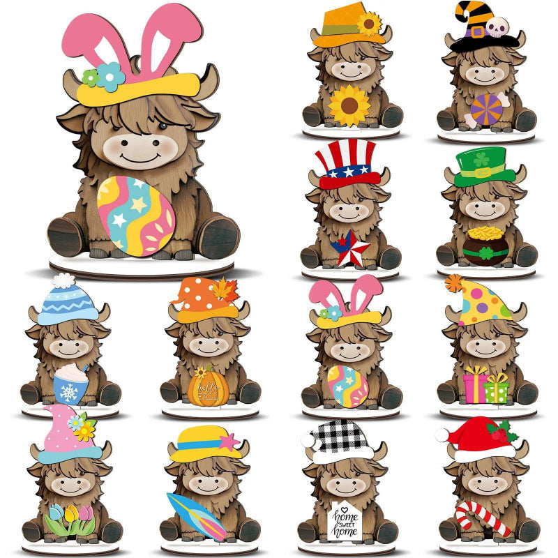 🐾 Interchangeable Seasonal Animal Wooden Decor Set