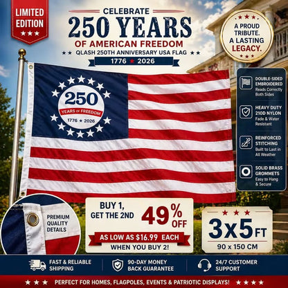 Last Day 49% OFF🔥250th Anniversary USA Commemorative Flag (3x5 Ft),Double-Sided Embroidered