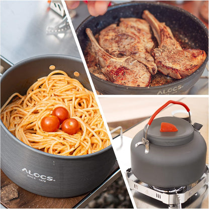🔥HOT SALE 49% OFF🍳2026 Pro Outdoor Camping Cookware: 3-in-1 Ultra-Light Pots, Pans & Kettle Set! 🏕️🛒