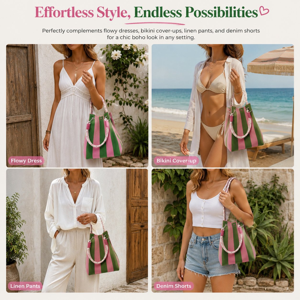 🔥HOT SALE 49% OFF🌴 Boho Woven Bucket Bag for Women- Handmade Woven Summer Beach Shoulder Bag