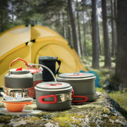 🔥HOT SALE 49% OFF🍳2026 Pro Outdoor Camping Cookware: 3-in-1 Ultra-Light Pots, Pans & Kettle Set! 🏕️🛒