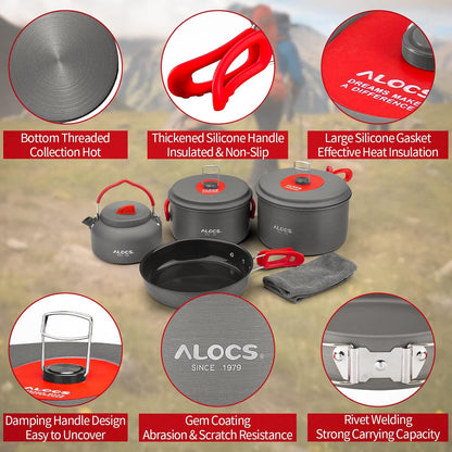 🔥HOT SALE 49% OFF🍳2026 Pro Outdoor Camping Cookware: 3-in-1 Ultra-Light Pots, Pans & Kettle Set! 🏕️🛒