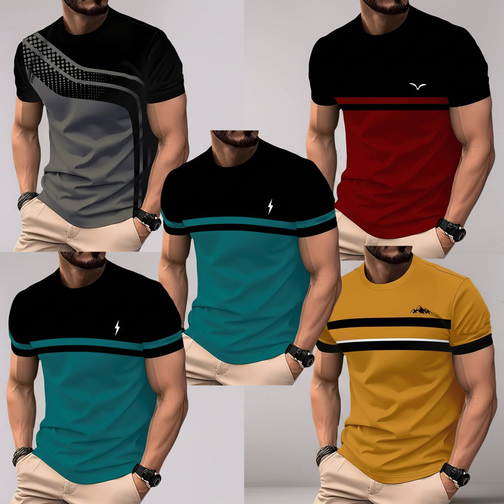🔥 Summer Sale | 5-Pack Gradient Stripe Men's T-Shirts