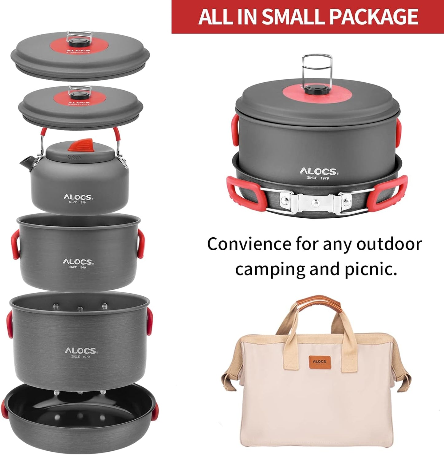 🔥HOT SALE 49% OFF🍳2026 Pro Outdoor Camping Cookware: 3-in-1 Ultra-Light Pots, Pans & Kettle Set! 🏕️🛒