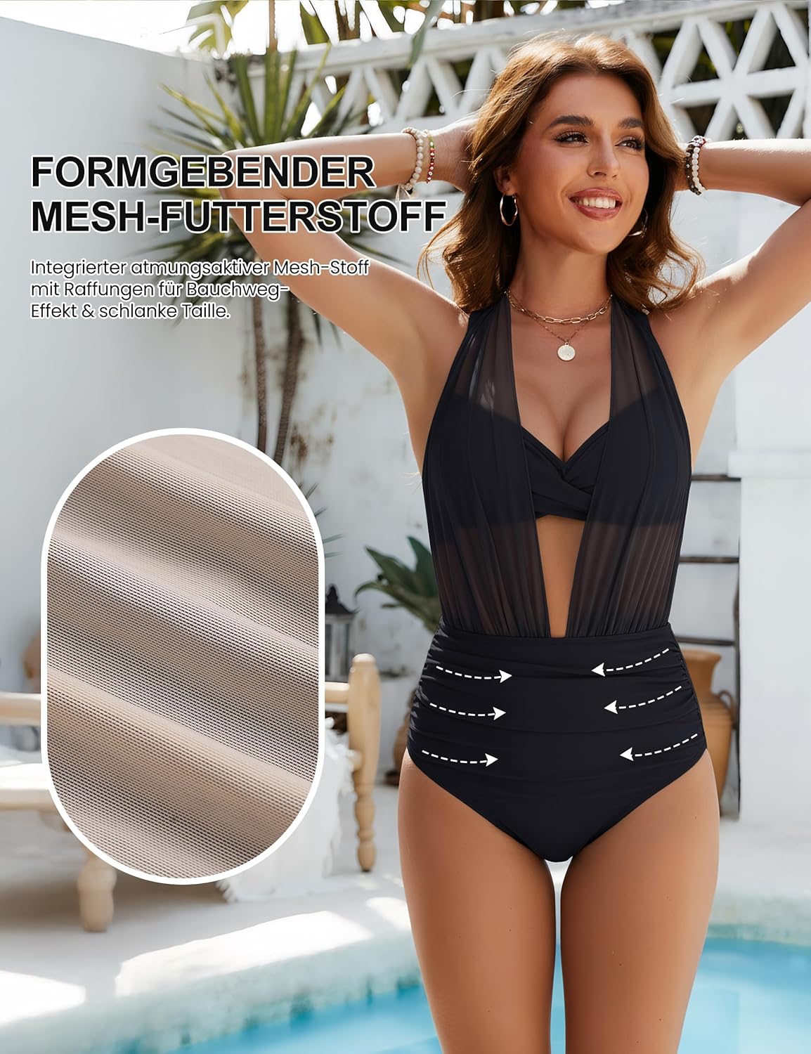 🔥 Summer Best Seller | High Waisted Tummy Control Mesh Bikini Set