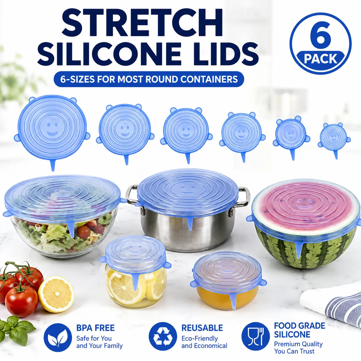 🥗✨Reusable Silicone Stretch Lids