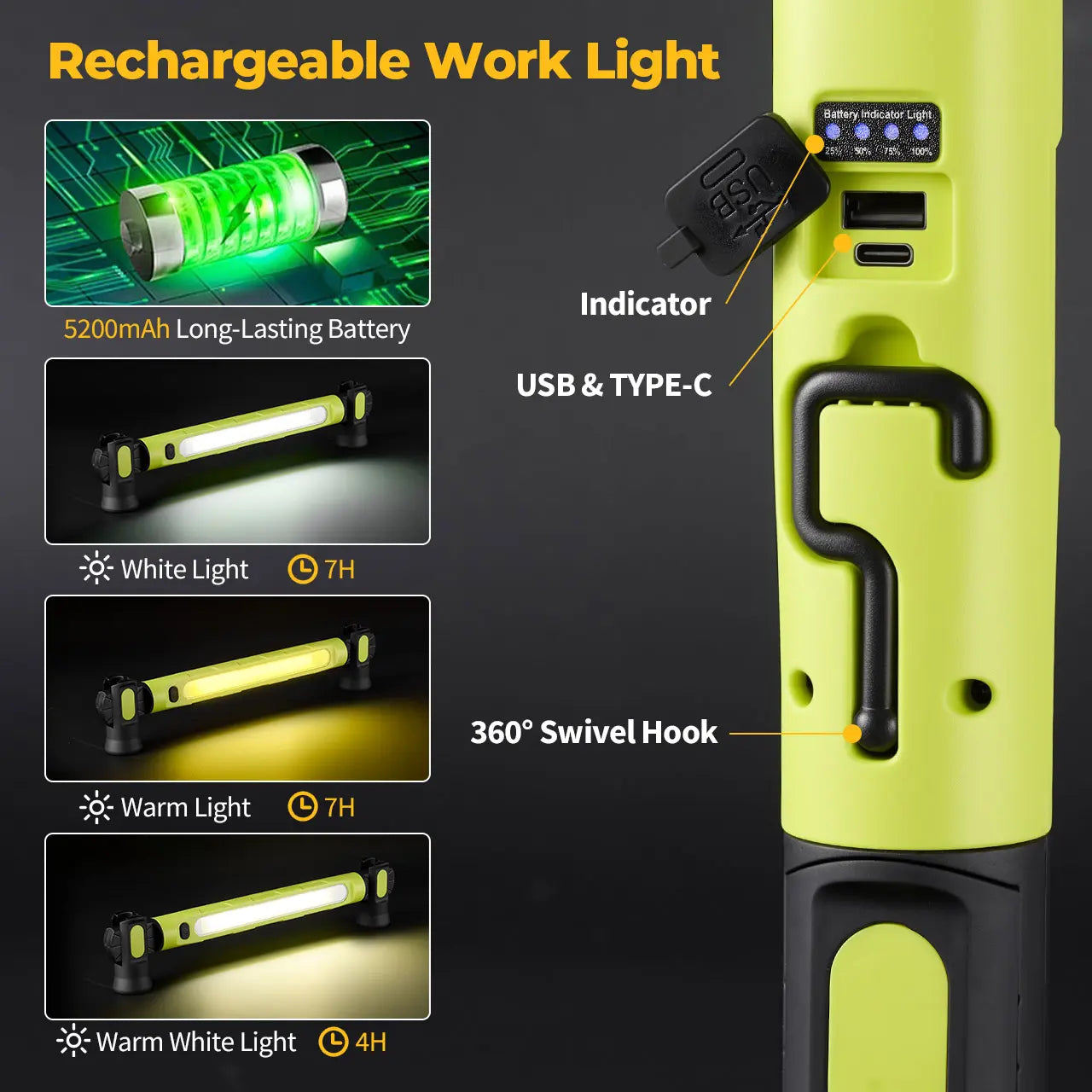 🌟🔦Multifunctional magnetic rechargeable work light💡
