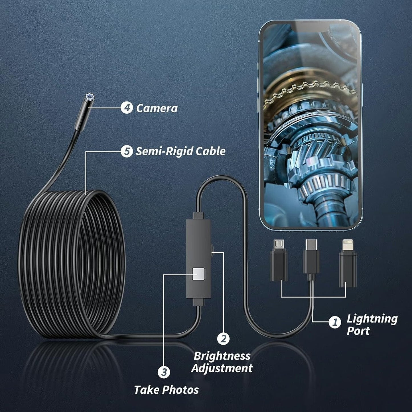 16.4ft HD Endoscope Camera for iPhone & Android