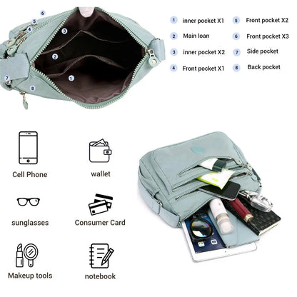 👜 Women's Anti-Theft Nylon Crossbody Bag With Multi-Pocket Shoulder Wallet Design