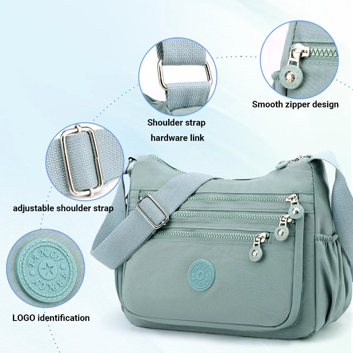 👜 Women's Anti-Theft Nylon Crossbody Bag With Multi-Pocket Shoulder Wallet Design