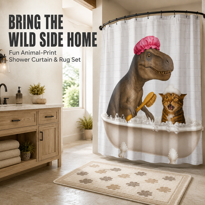 🐾 Fun Animal Print Shower Curtain – Playful Western Style Bathroom Decor, Multiple Styles Available for Home, RV & Dorm 🏕️🚐