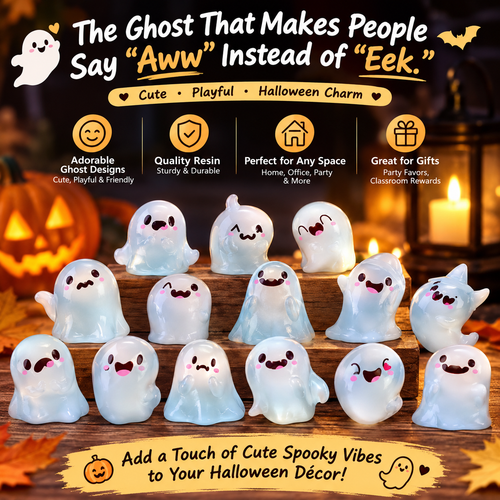 👻 Glow-in-the-Dark Mini Ghost Figurines – 18/24/36 Sets, Resin Halloween Decor for Party, Haunted House & Home 🎃✨