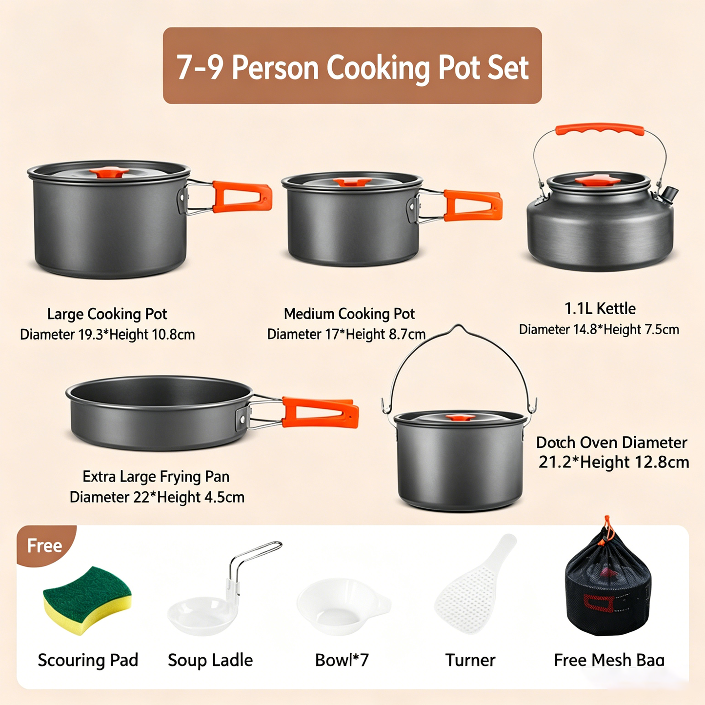 🔥HOT SALE 49% OFF🍳2026 Pro Outdoor Camping Cookware: 3-in-1 Ultra-Light Pots, Pans & Kettle Set! 🏕️🛒