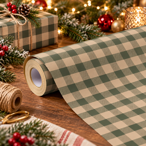 🎄Vintage Christmas gift wrapping Kraft paper, 43cm x 5 m Recyclable Kraft