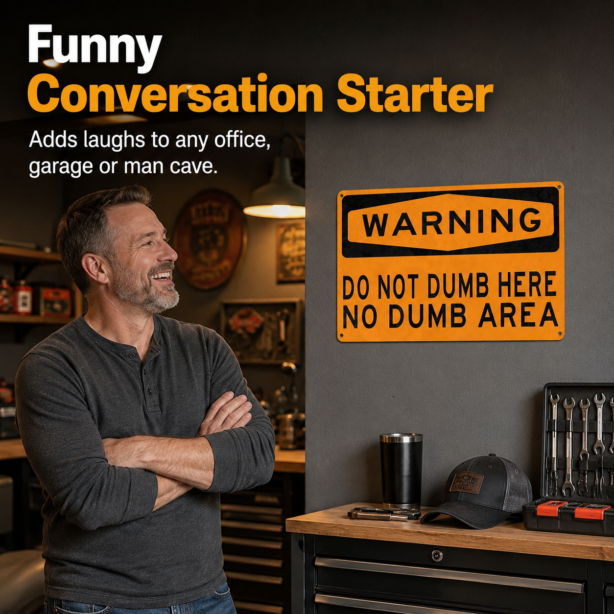 🚫 Warning Sign for Office & Garage – 8x12 Inch Humorous Metal Plaque, Perfect for Coworker Gag Gift