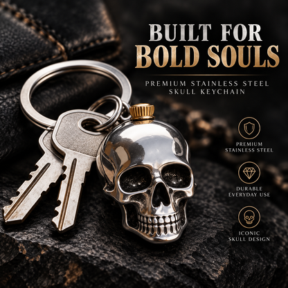 🔑 Heavy-Duty Stainless Steel Skull Keychain – Gothic Punk EDC Accessory, Durable Gift for Bikers-3 Pack