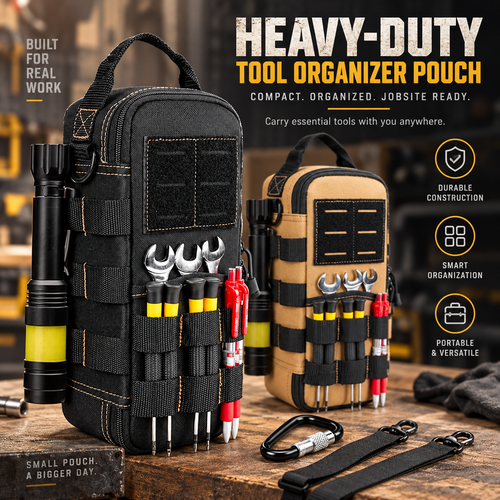 🔧 Waterproof Multi-Pocket Work Tote – Oxford Heavy-Duty Bag, Comfortable Shoulder Strap, Ideal for Trades & Professionals