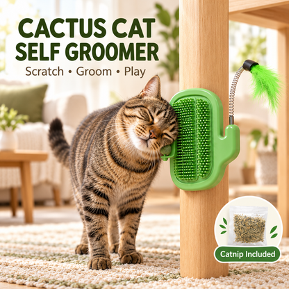 🐾 Self-Grooming Cat Corner – Soft Plastic Itch Relief, Hair Removal & Play Zone with Catnip Ball