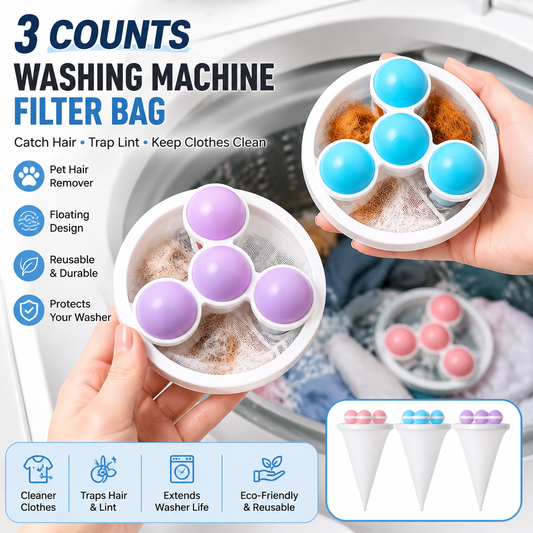 🐾 3-Pack  Floating Pet Hair Laundry Filter Bags | Reusable Lint Catcher