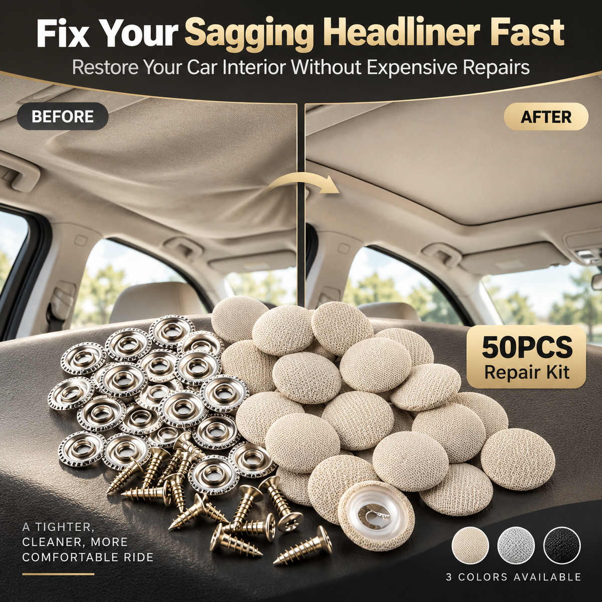 💸 DIY CAR HEADLINER REPAIR KIT | Fix Loose Roof Liner Without Full Upholstery Replacement – 50 Pack