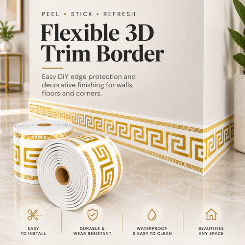🛠️ No-Tool Vinyl Baseboard Roll – Self-Adhesive Skirting Trim, Removable & Reusable, European Corner Guard for DIY Home Decor