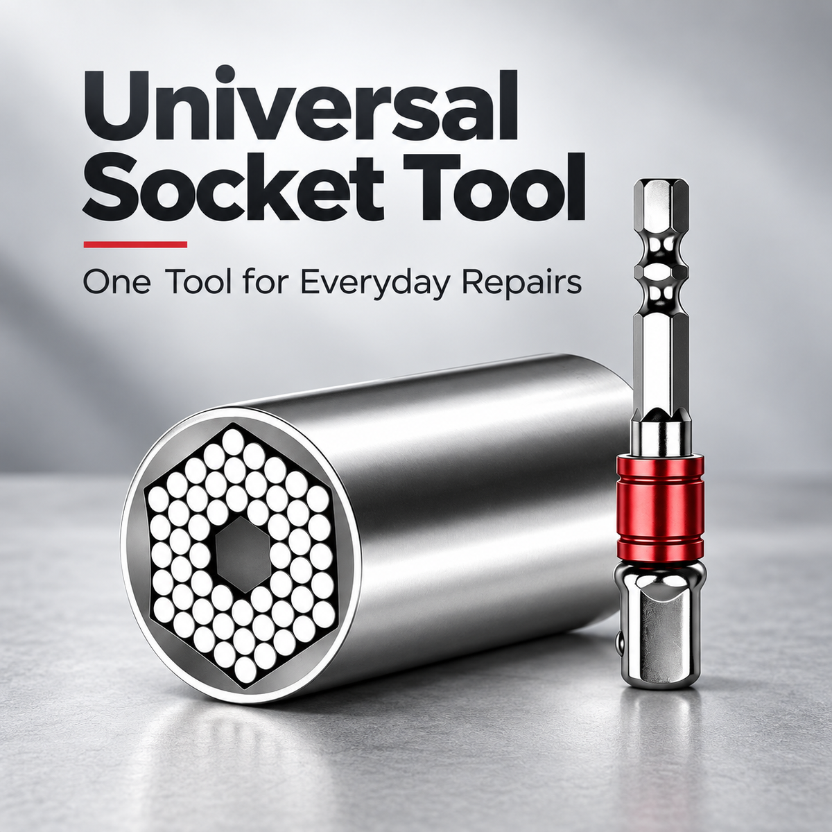 🔧 Drill-Ready Universal Socket – Adjustable Grip Tool for 7-19mm, Gift for Handyman