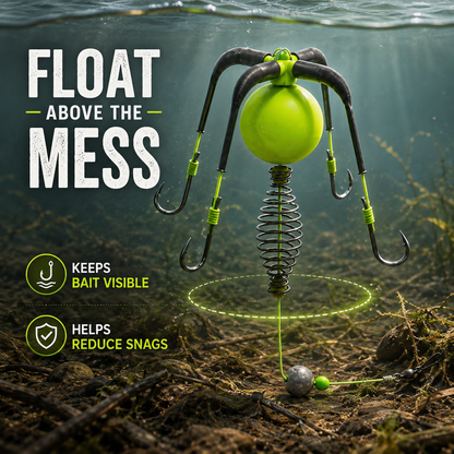 Carp & Catfish Bait Cage Rig – Anti-Snag Off-Bottom Design with Floating Hooks & Stable Weight 🎯