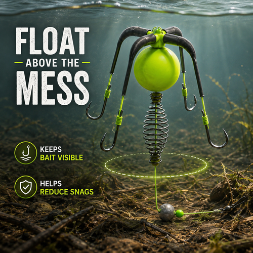 Carp & Catfish Bait Cage Rig – Anti-Snag Off-Bottom Design with Floating Hooks & Stable Weight 🎯
