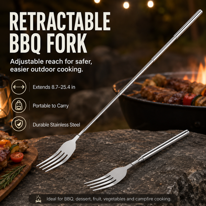 Extendable Long-Handle Fork for BBQ and Outdoor Cooking
