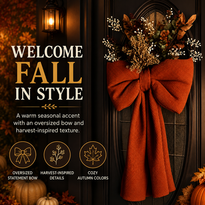 🍂 Oversized Autumn Door Swag – Warm Fall Welcome with Floral Bow & Rustic Porch Charm 🧡✨