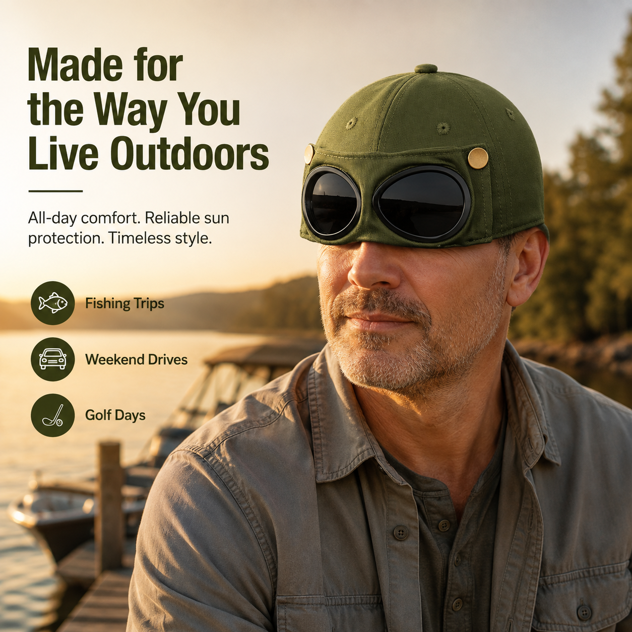 🕶️ Men's Outdoor Comfort Cap | Curved Visor Hat with Convenient Glasses Slot for Everyday Adventures 🌿
