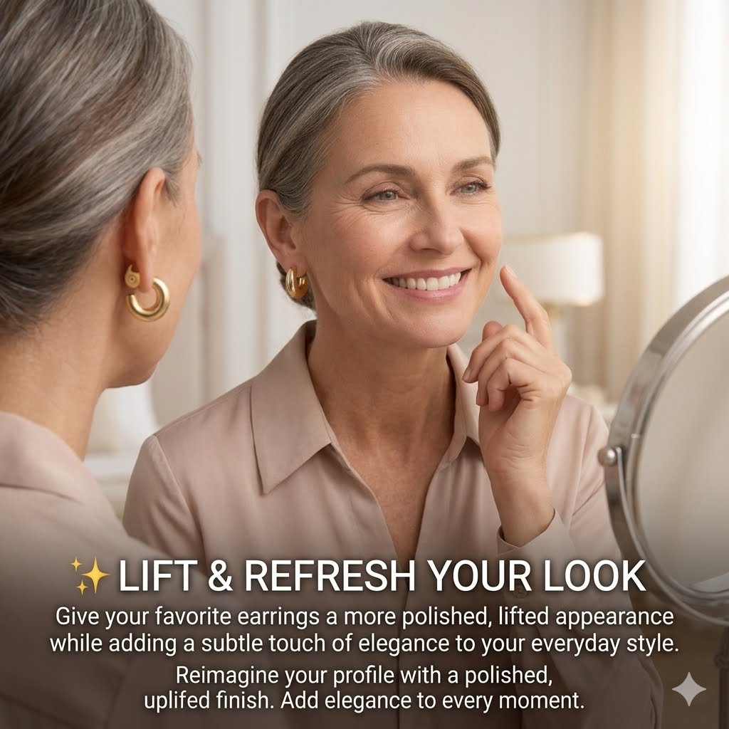 💛 Fix Droopy Earlobes Instantly – 14K Gold Plated Lobe Support Discs for Heavy Earrings, Pain-Free All-Day Wear